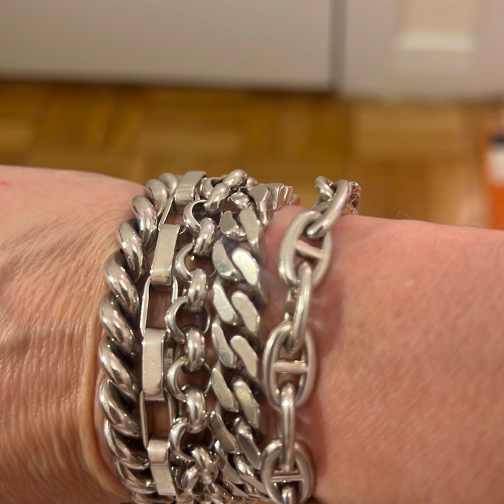 Hermes Multi chain sterling silver bracelet